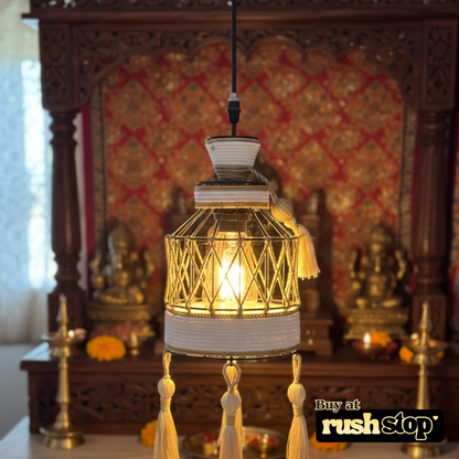 Vintage hanging pendant ceiling light, designer resin sculpture, handcrafted decor India, premium resin decor India – Rush Stop, free shipping home decor India.