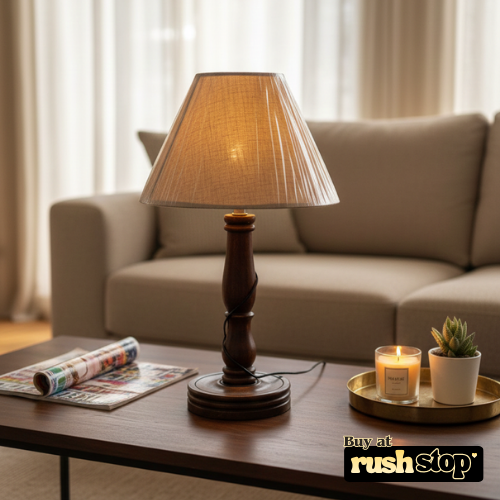 Vintage Handcrafted Mahogany Wood Table Lamp