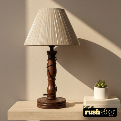 Vintage Handcrafted Mahogany Wood Table Lamp