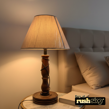 Vintage Handcrafted Mahogany Wood Table Lamp