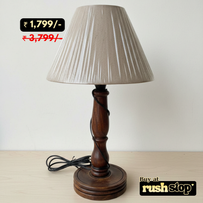 Vintage Handcrafted Mahogany Wood Table Lamp