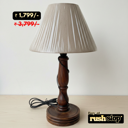 Vintage Handcrafted Mahogany Wood Table Lamp