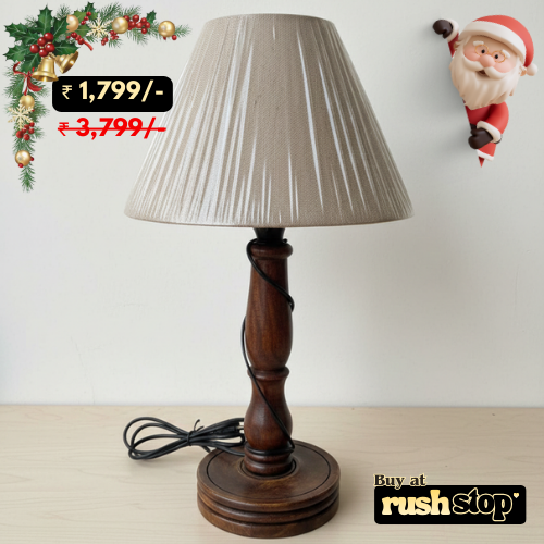 Vintage Handcrafted Mahogany Wood Table Lamp