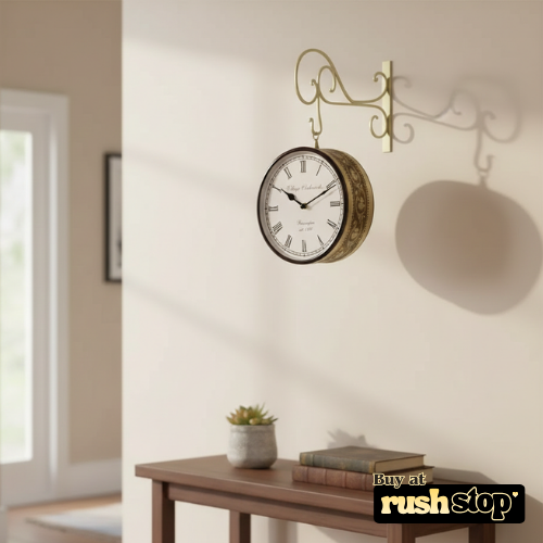 Vintage Victoria London Double-Sided Station Wall Clock