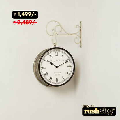 Vintage Victoria London Double-Sided Station Wall Clock