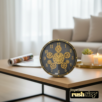 Vintage Grandeur Golden Gear Wall Clock