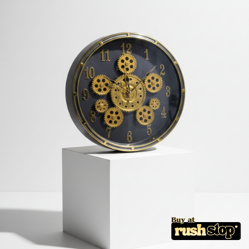 Vintage Grandeur Golden Gear Wall Clock