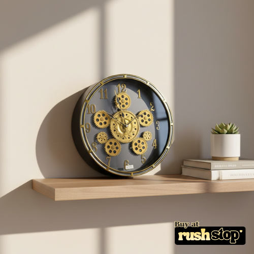 Vintage Grandeur Golden Gear Wall Clock