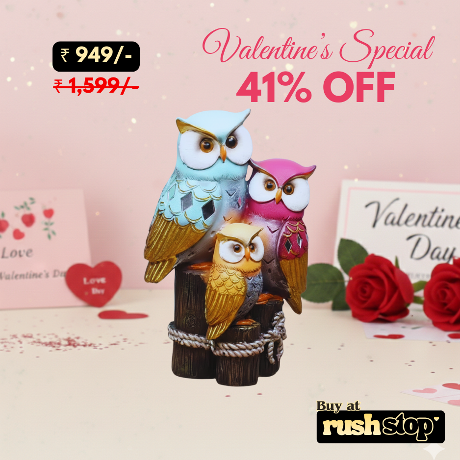 Whimsical Colorful Owl Family Trio