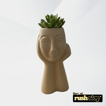 White ceramic mother bust vase, modern resin figurine, handcrafted decor India – Rush Stop, free shipping home decor India.