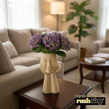 White ceramic mother bust vase, modern resin figurine, handcrafted decor India – Rush Stop, free shipping home decor India.