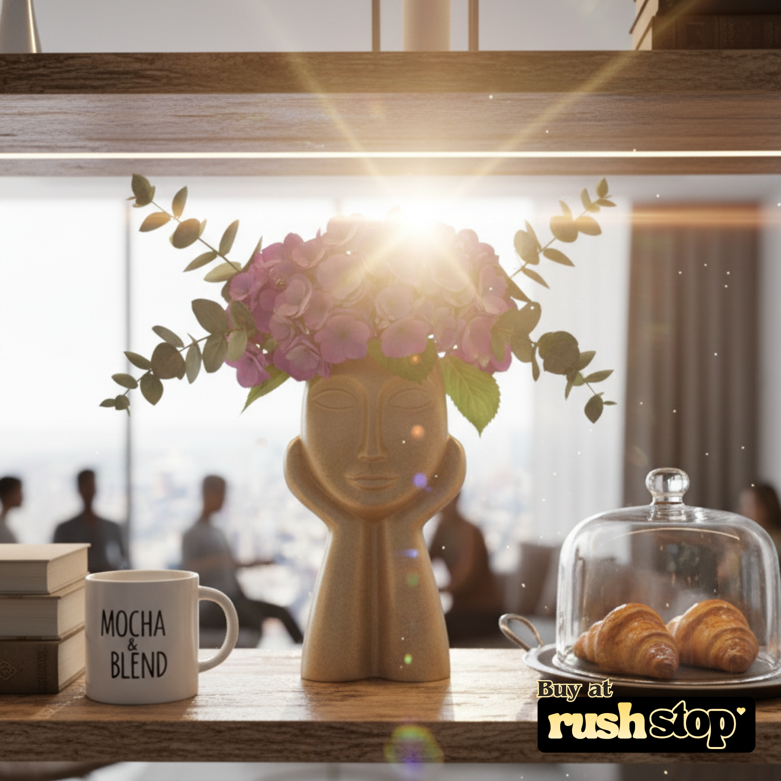 White ceramic mother bust vase, modern resin figurine, handcrafted decor India – Rush Stop, free shipping home decor India.