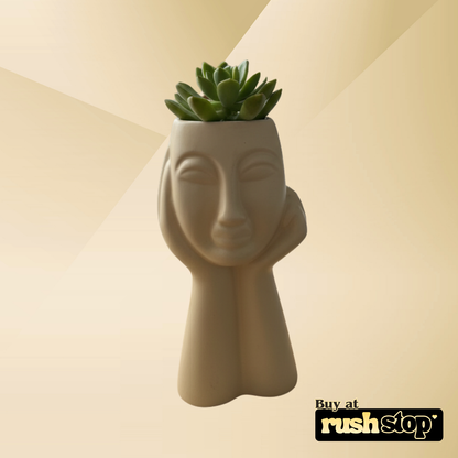 White ceramic mother bust vase, modern resin figurine, handcrafted decor India – Rush Stop, free shipping home decor India.