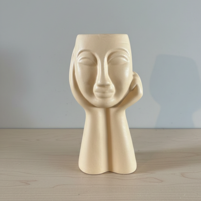 White Ceramic Mother Bust Face Vase