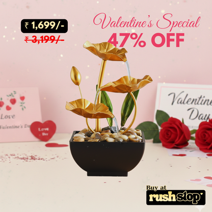 BARHARY Tabletop Lotus Water Fountain