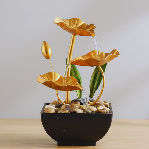 BARHARY Tabletop Lotus Water Fountain