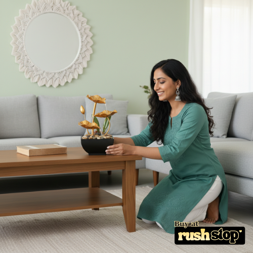 BARHARY Tabletop Lotus Water Fountain