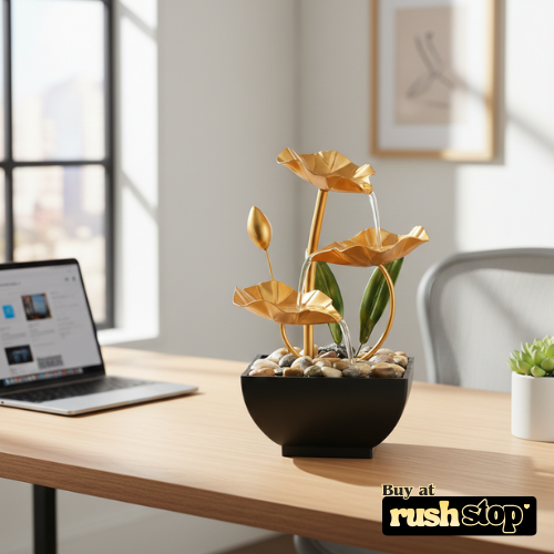 BARHARY Tabletop Lotus Water Fountain