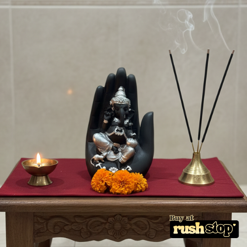 Contemporary Blessing Ganesha Idol in Hand Sculpture Stand