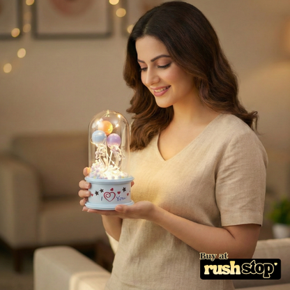 Crystal Dolphins & Balloons LED Glass Dome Showpiece