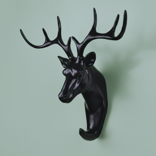 Decorative Black Deer Head Hanging Wall Hook