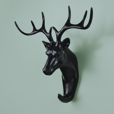 Decorative Black Deer Head Hanging Wall Hook