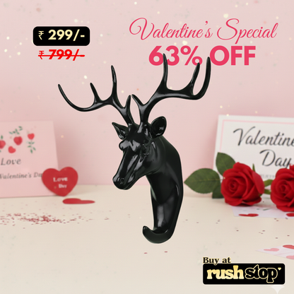Decorative Black Deer Head Hanging Wall Hook