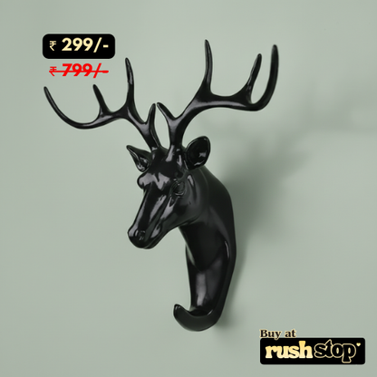 Decorative Black Deer Head Hanging Wall Hook