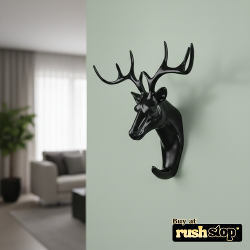 Decorative Black Deer Head Hanging Wall Hook