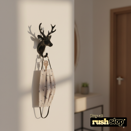 Decorative Black Deer Head Hanging Wall Hook