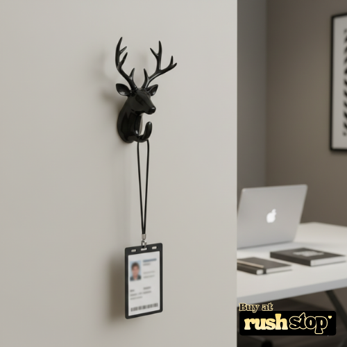 Decorative Black Deer Head Hanging Wall Hook
