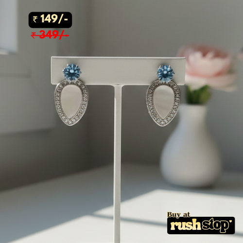 Elegant pearl and crystal stud earrings set of 5 silver tone