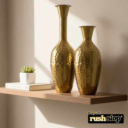 Hammered gold brass decorative floor vases set of 2 for modern home decor