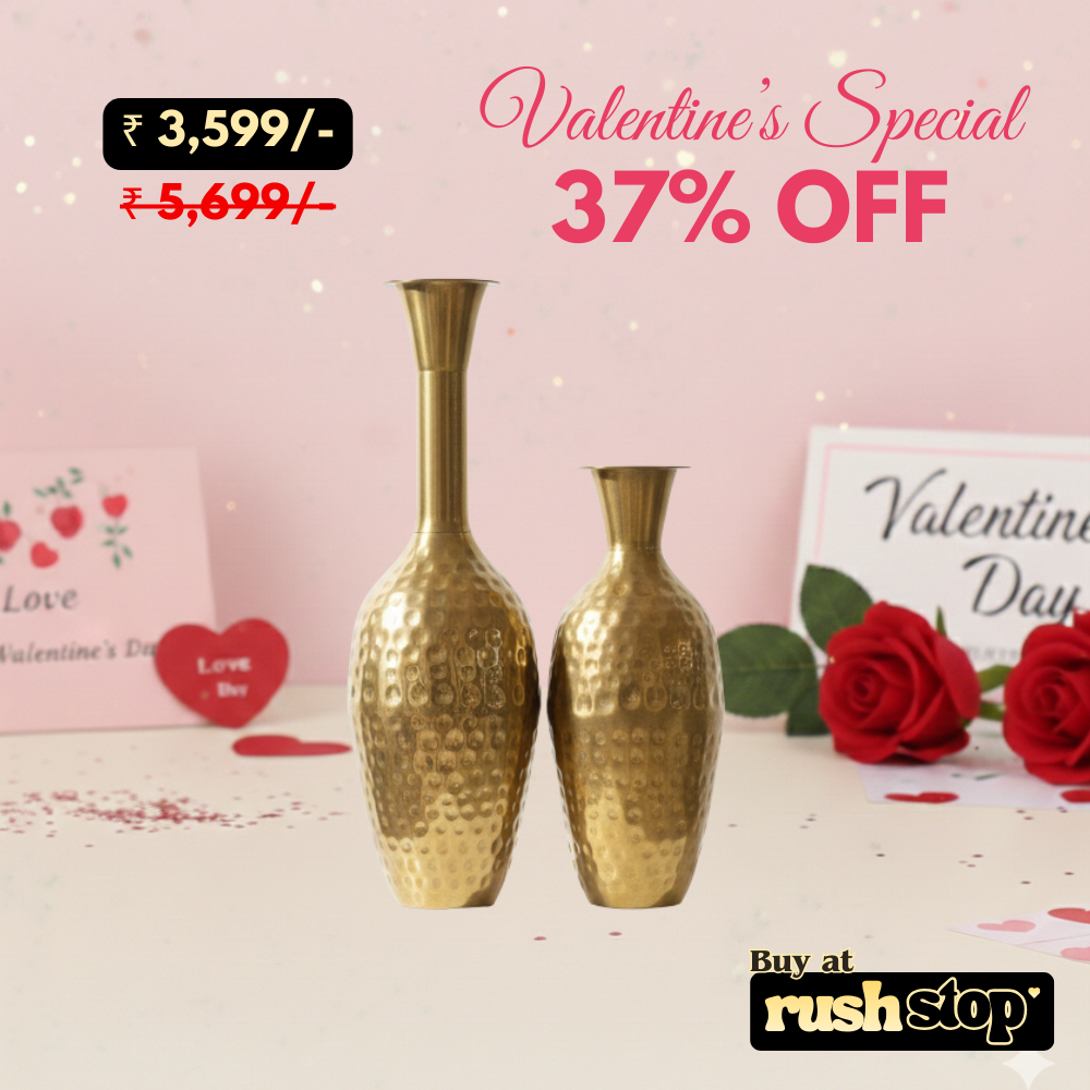 Hammered Gold/Brass Decorative Floor Vases (Set Of 2)