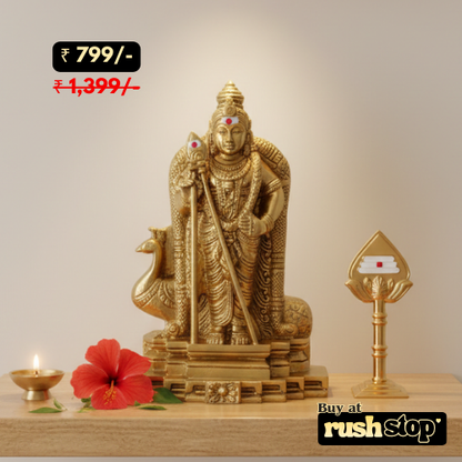 Handcrafted Antique Gold Finish Karthikeya Idol