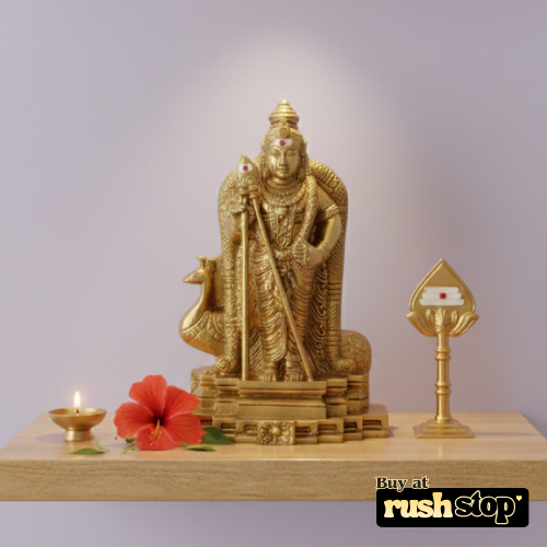 Handcrafted Antique Gold Finish Karthikeya Idol