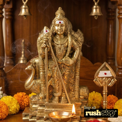 Handcrafted Antique Gold Finish Karthikeya Idol