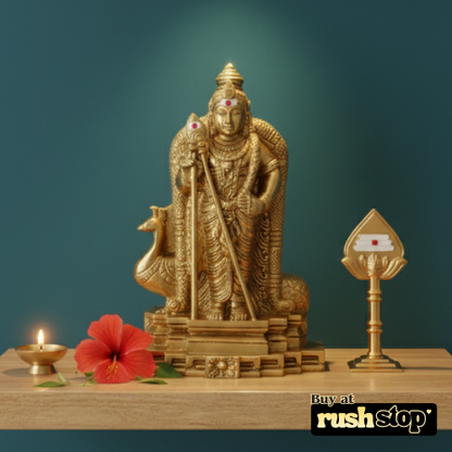 Handcrafted Antique Gold Finish Karthikeya Idol