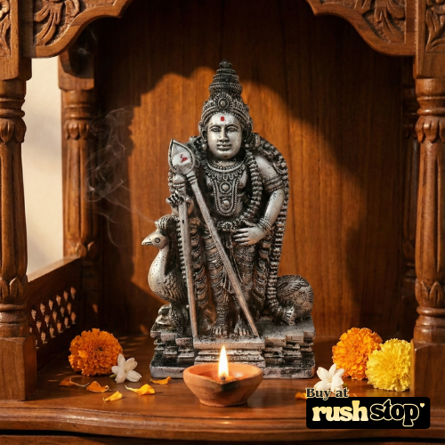 Handcrafted Antique Gold Finish Karthikeya Idol