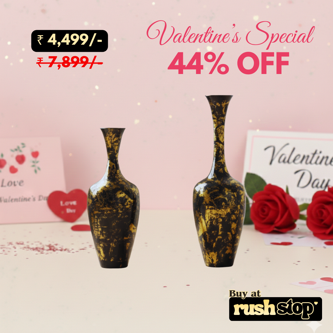 Imperial Noir & Gold Splatter Floor Vases