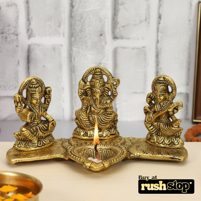 Laxmi Ganesh Saraswati Brass Idol Set