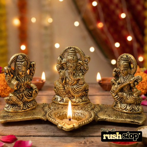 Laxmi Ganesh Saraswati Brass Idol Set