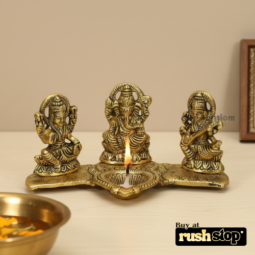 Laxmi Ganesh Saraswati Brass Idol Set