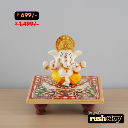 Lord Ganesh Ji Murti on Decorative Chowki