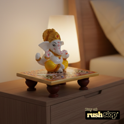 Lord Ganesh Ji Murti on Decorative Chowki