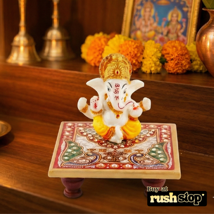 Lord Ganesh Ji Murti on Decorative Chowki