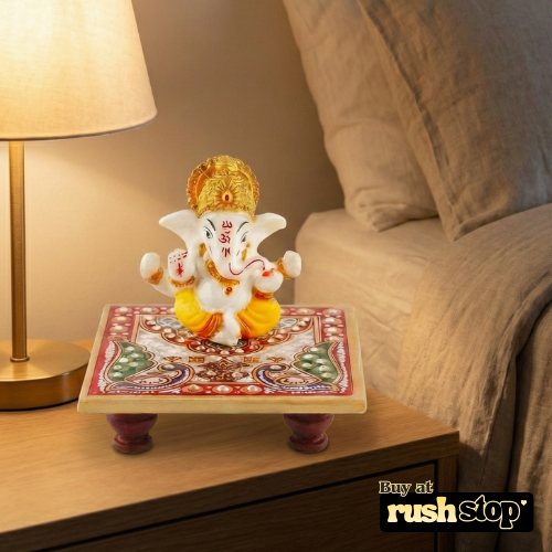 Lord Ganesh Ji Murti on Decorative Chowki