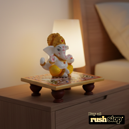 Lord Ganesh Ji Murti on Decorative Chowki