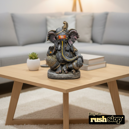 Handcrafted Lord Ganesha idol in black and antique gold polyresin for home decor