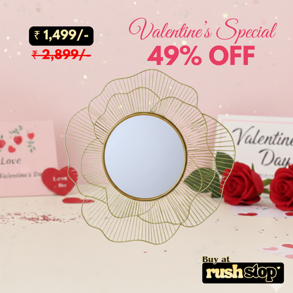 Luxury Gold Sunburst Wire Frame Mirror – Designer Wall Decor